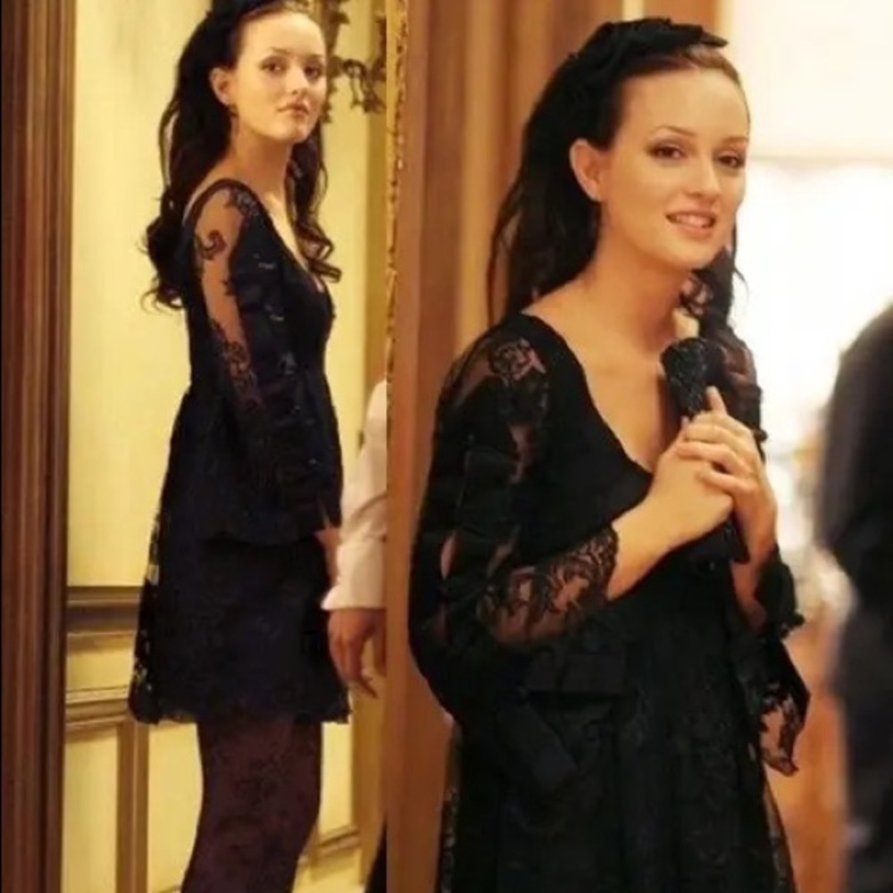 ISO Anna Sui black lace dress ASO blair waldorf